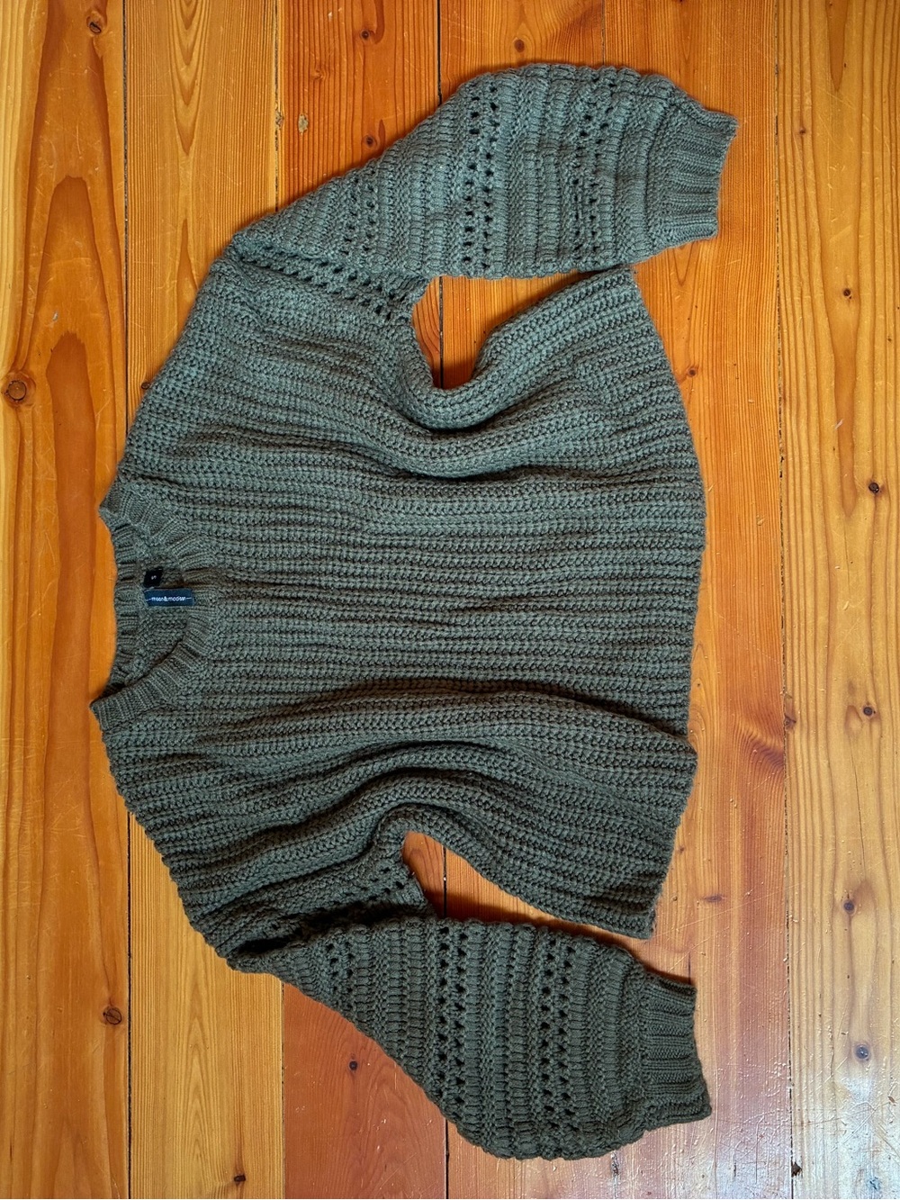 moon & madison Olive Knit Crew Neck Sweater